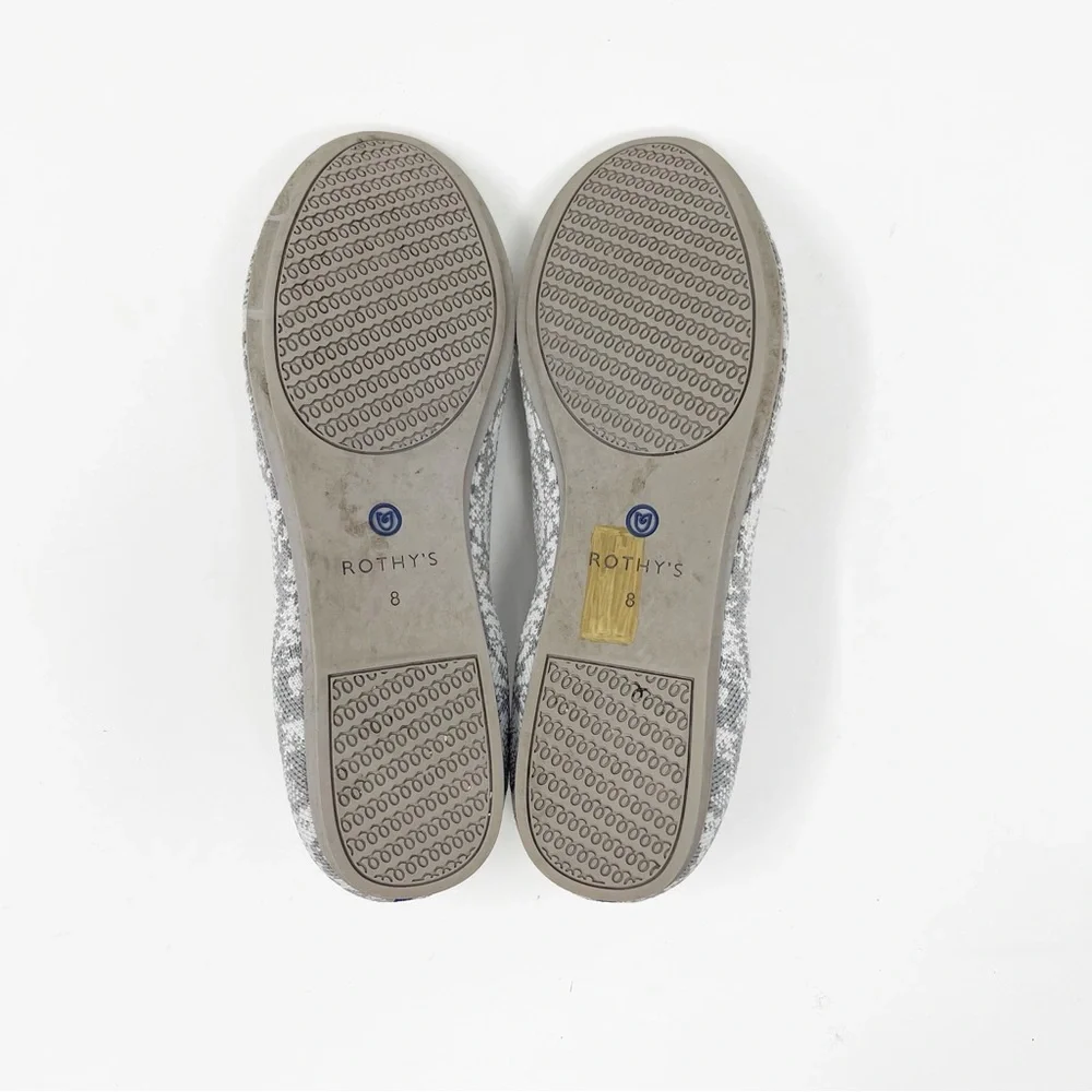 Rothy’s Slip-On Loafers Snake Skin Pattern Print Light Grey 8 - Picture 13 of 15